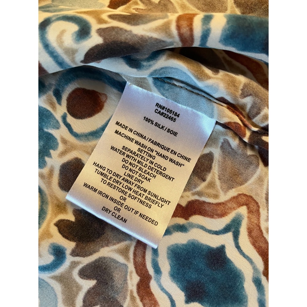 Go Silk Top Sz S  Go by GoSilk Turkish Tile Print  Raw Edge Hem Luxury Washable - Picture 6 of 9
